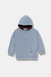 Dětská mikina United Colors of Benetton modrá barva, s kapucí, hladká, 32N4C505B