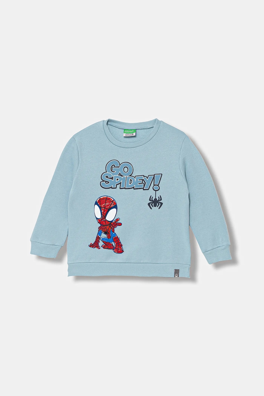 Dětská mikina United Colors of Benetton modrá barva, s potiskem, 3EB5G10L5