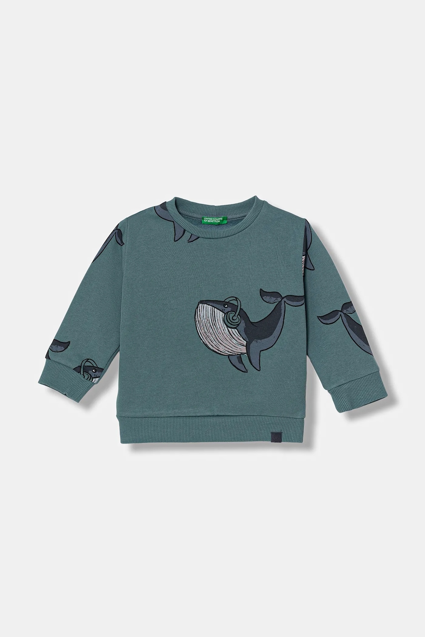 Dětská mikina United Colors of Benetton šedá barva, vzorovaná, 3QHCG10KX