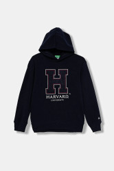 Dětská mikina United Colors of Benetton tmavomodrá barva, s kapucí, s potiskem, 32N4C204U