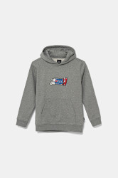 Dětská mikina Vans Fresh Pullover šedá barva, s kapucí, s potiskem, VN000MHF02F1