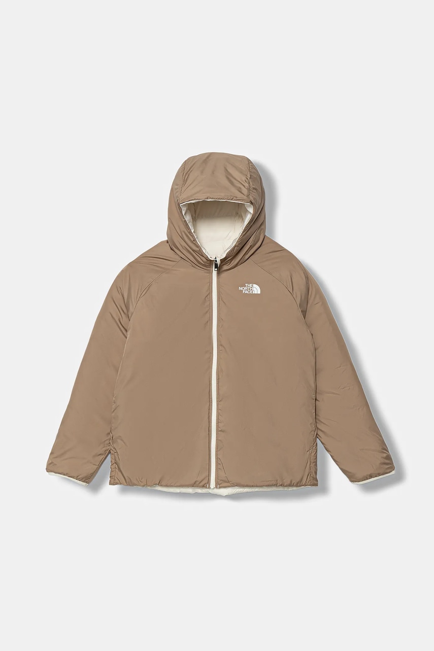 Dětská oboustranná bunda The North Face G REVERSIBLE PERRITO HOODED JACKET béžová barva, NF0A88UEQLI1