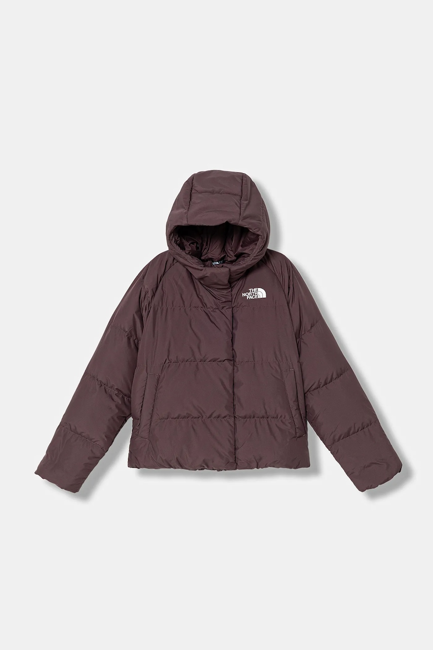Dětská péřová bunda The North Face G NORTH DOWN HOODED JACKET fialová barva, NF0A88UDBQ71