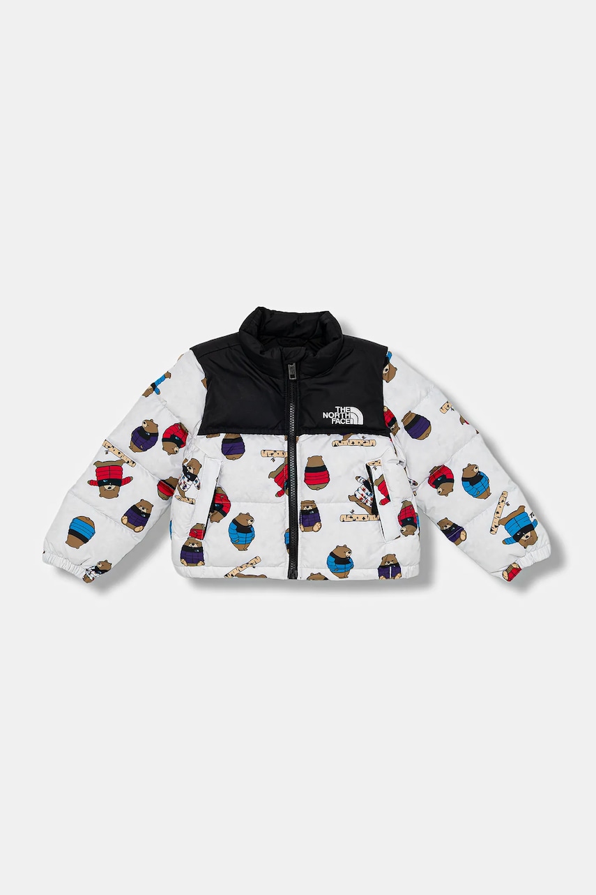 Dětská péřová bunda The North Face KID 1996 RETRO NUPTSE JACKET -PRINT bílá barva, NF0A8E842LP1