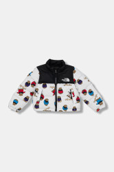 Dětská péřová bunda The North Face KID 1996 RETRO NUPTSE JACKET -PRINT bílá barva, NF0A8E842LP1
