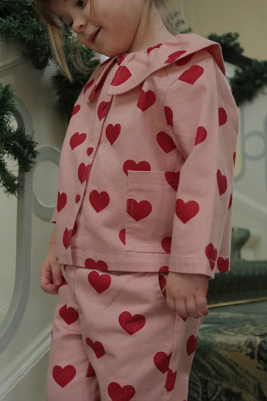 Dětská riflová bunda Konges Sløjd MAGOT COLLAR JACKET GOTS růžová barva, KS104356