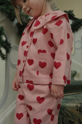 Dětská riflová bunda Konges Sløjd MAGOT COLLAR JACKET GOTS růžová barva, KS104356