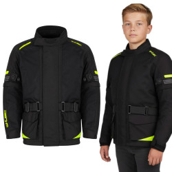 Dětská rostoucí letní moto bunda W-TEC Pinapoco černá-fluo S/M