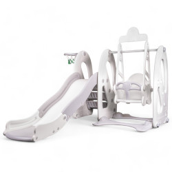 Dětská skluzavka s houpačkou a košem inSPORTline Nebelino šedá