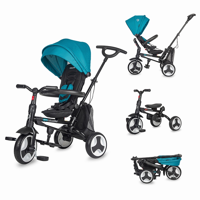 Dětská tříkolka s vodící tyčí Coccolle Spectra Turquoise Tide