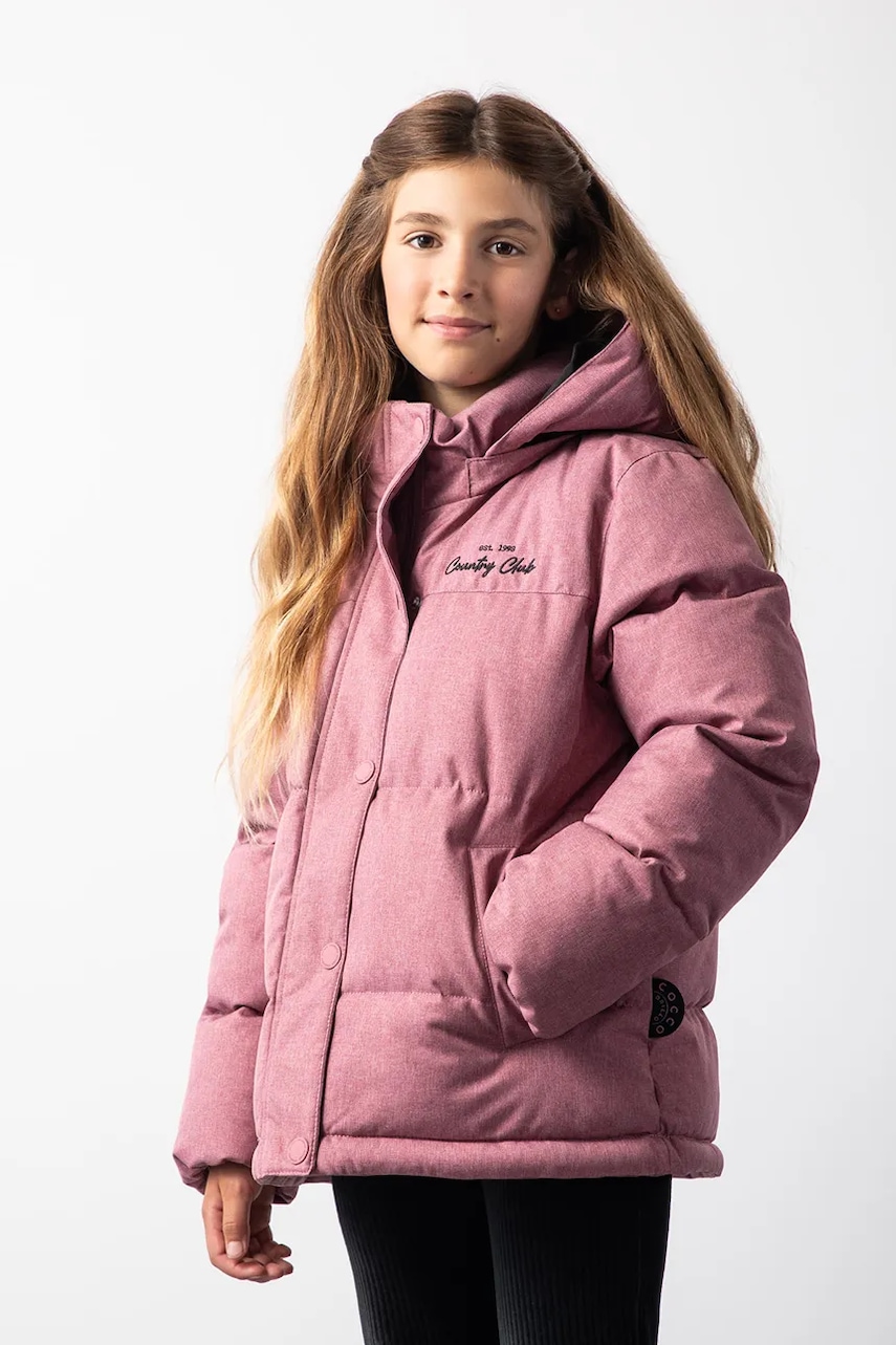 Dětská zimní bunda Coccodrillo růžová barva, OUTERWEAR GIRL JUNIOR