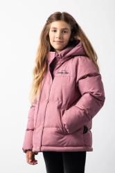 Dětská zimní bunda Coccodrillo růžová barva, OUTERWEAR GIRL JUNIOR