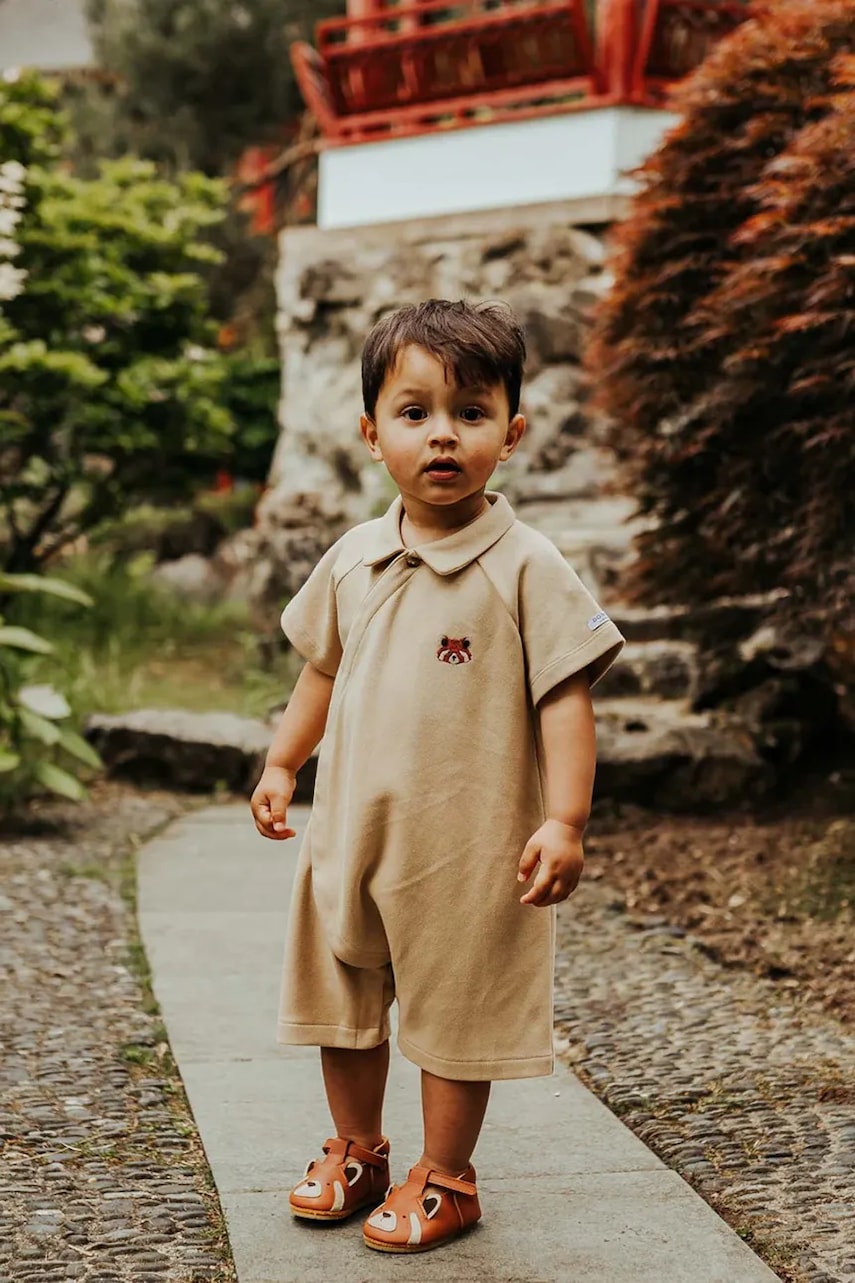 Dětské bavlněné dupačky Donsje Adriaen Playsuit Red Panda