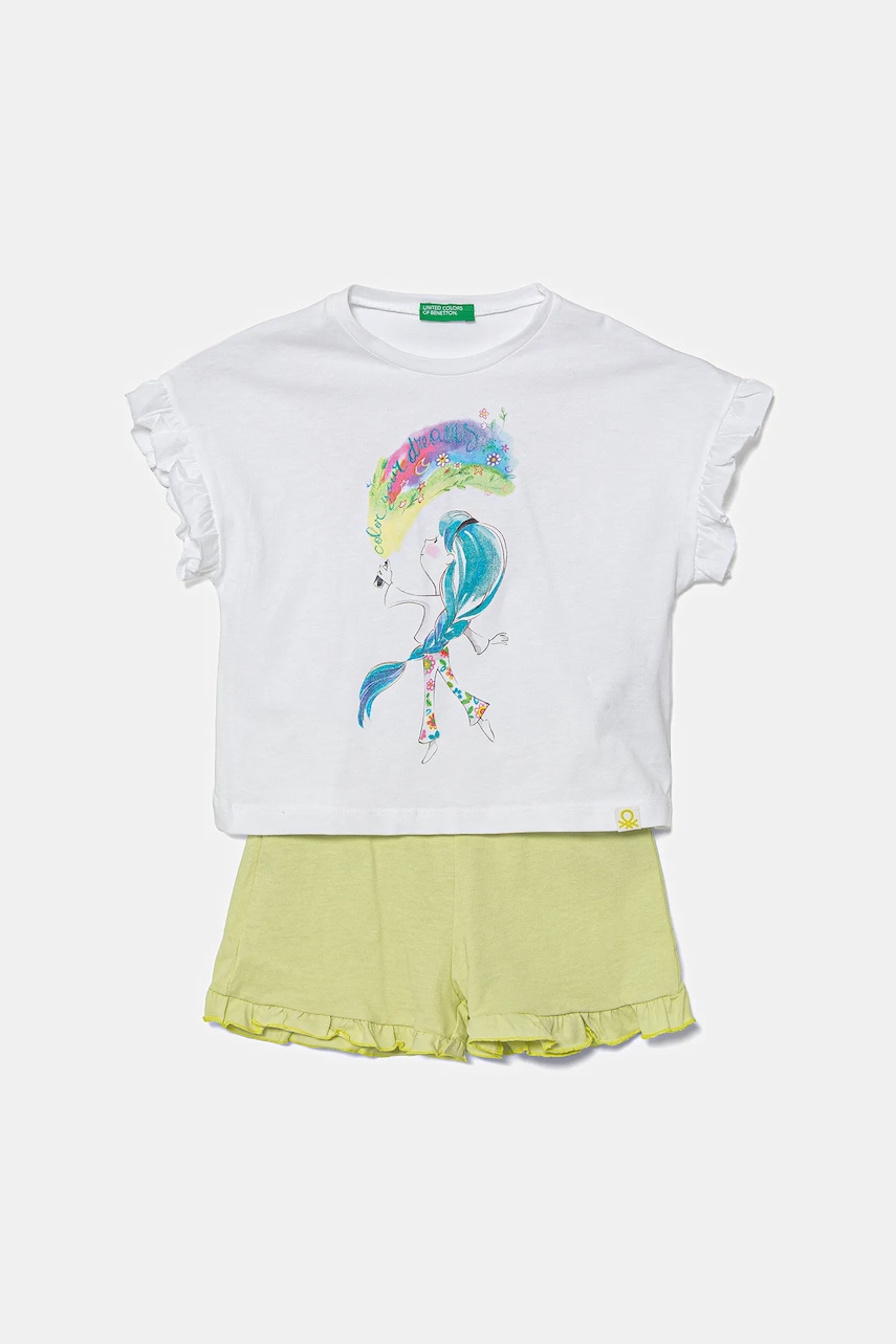 Dětské bavlněné pyžamo United Colors of Benetton 2-pack bílá barva, s potiskem, 30960P08C