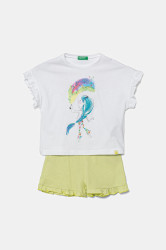 Dětské bavlněné pyžamo United Colors of Benetton 2-pack bílá barva, s potiskem, 30960P08C