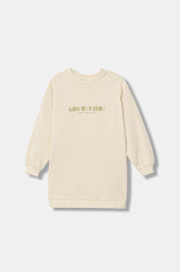 Dětské bavlněné šaty Calvin Klein Jeans béžová barva, mini, IG0IG03092