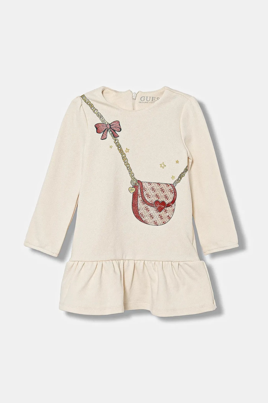Dětské bavlněné šaty Guess béžová barva, mini, K5BK21 KAD74