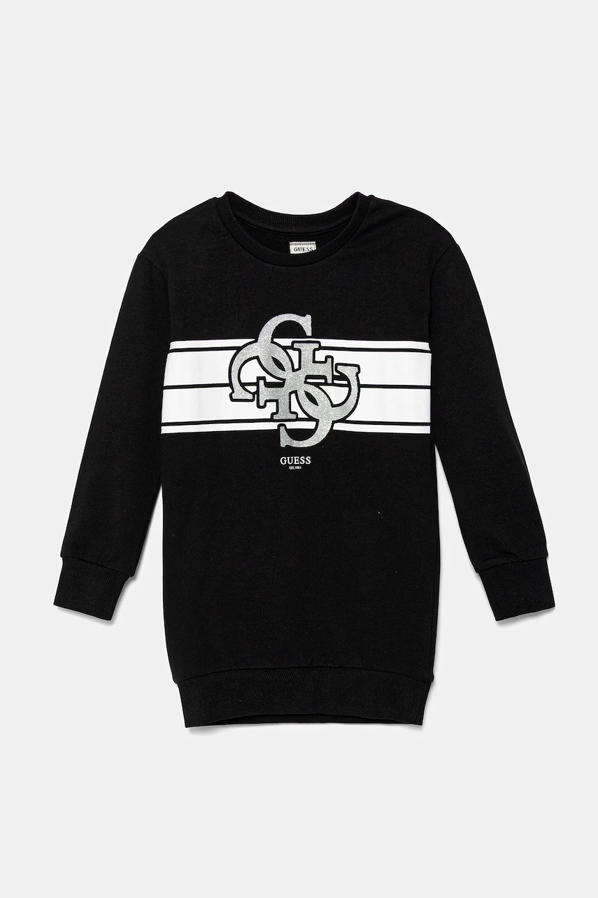 Dětské bavlněné šaty Guess černá barva, mini, K5YK02 KA6R4