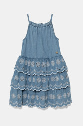 Dětské bavlněné šaty Guess modrá barva, midi, J5GK19 D5NZ0