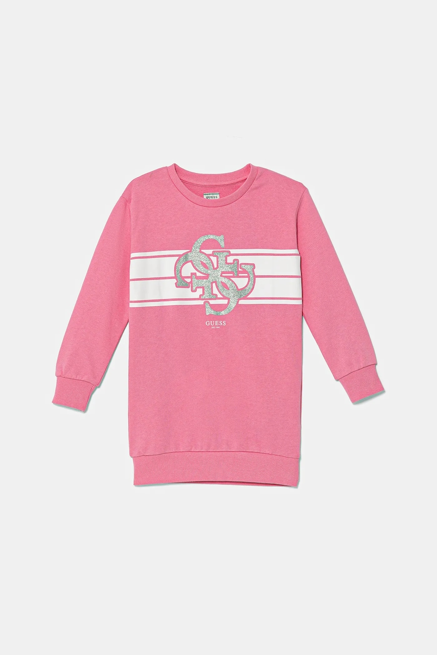 Dětské bavlněné šaty Guess růžová barva, mini, K5YK02 KA6R4