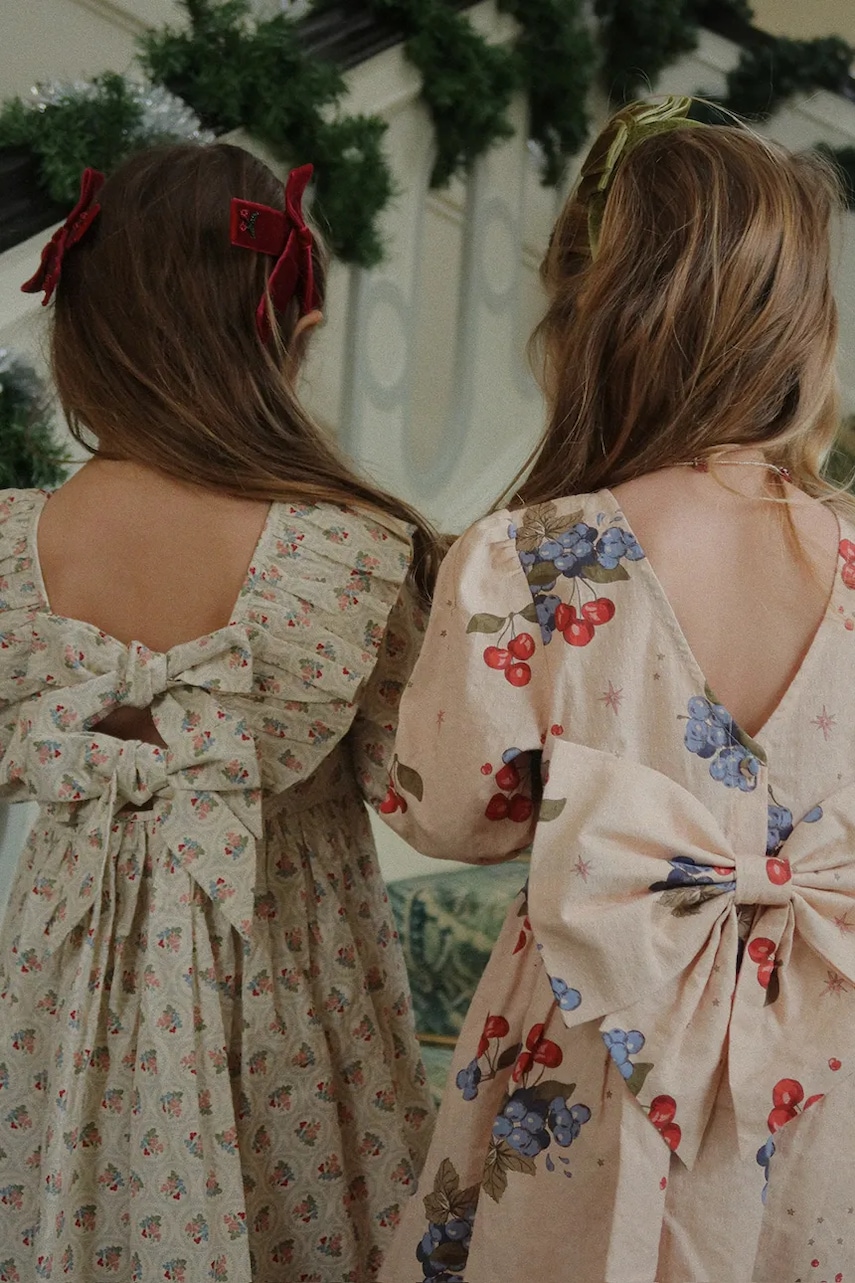 Dětské bavlněné šaty Konges Sløjd CIANNA LS BOW DRESS GOTS béžová barva, mini, KS104262