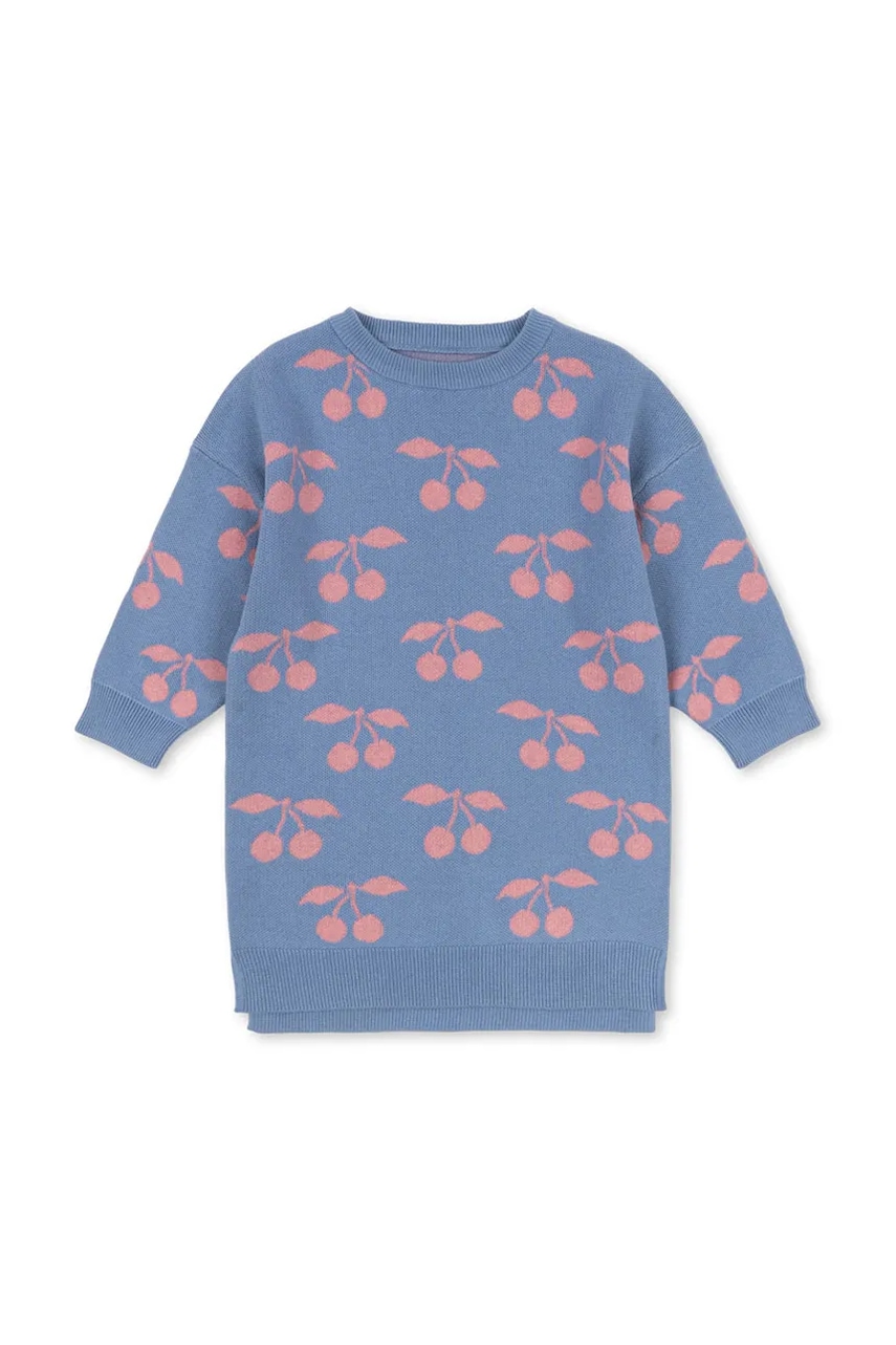 Dětské bavlněné šaty Konges Sløjd LAPIS KNIT DRESS GOTS fialová barva, mini, oversize, KS103854