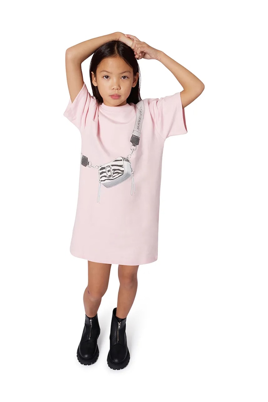 Dětské bavlněné šaty Marc Jacobs růžová barva, mini, oversize, W60701
