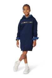 Dětské bavlněné šaty Michael Kors tmavomodrá barva, mini, oversize, R30479