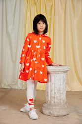 Dětské bavlněné šaty Mini Rodini Hearts oranžová barva, midi, 26150118