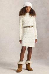 Dětské bavlněné šaty Polo Ralph Lauren béžová barva, mini, přiléhavé, 313978860001