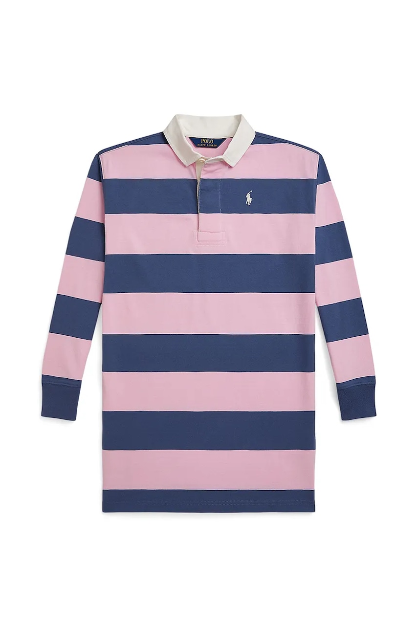 Dětské bavlněné šaty Polo Ralph Lauren růžová barva, mini, oversize, 313971038001