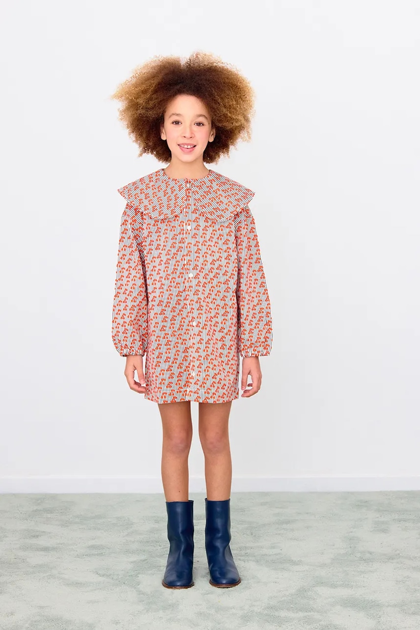 Dětské bavlněné šaty Tinycottons CHERRIES WOVEN DRESS růžová barva, mini, AW25-474