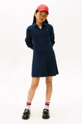 Dětské bavlněné šaty Tommy Hilfiger tmavomodrá barva, mini, KG0KG08789