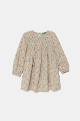 Dětské bavlněné šaty United Colors of Benetton béžová barva, midi, 40VFGV028