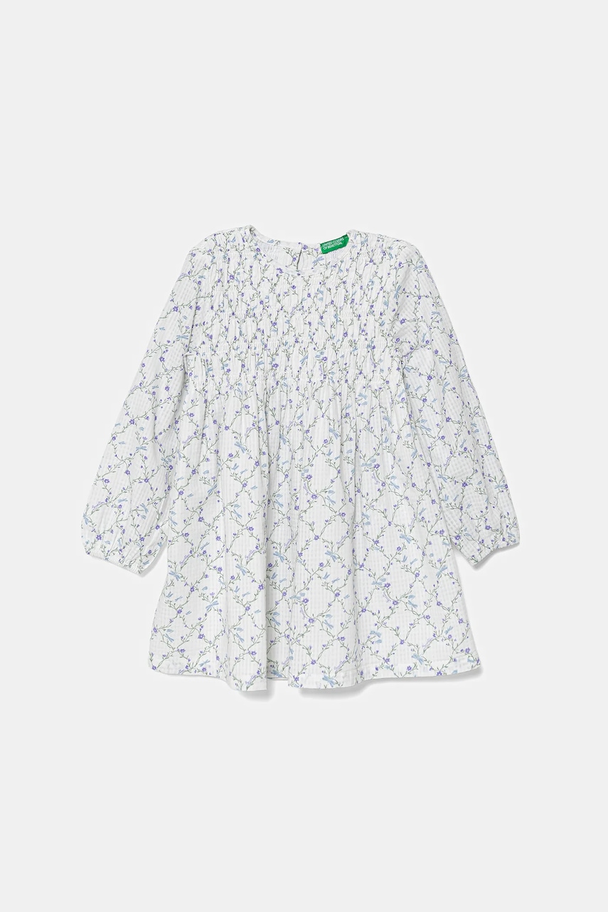Dětské bavlněné šaty United Colors of Benetton bílá barva, midi, 40VFGV028