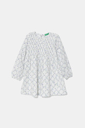 Dětské bavlněné šaty United Colors of Benetton bílá barva, midi, 40VFGV028