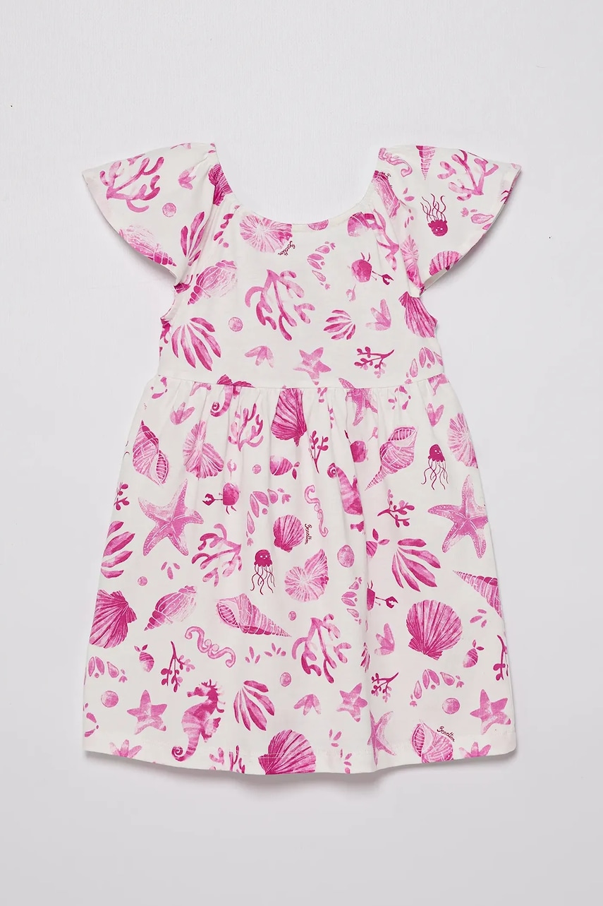 Dětské bavlněné šaty United Colors of Benetton růžová barva, mini, 34VAGV010