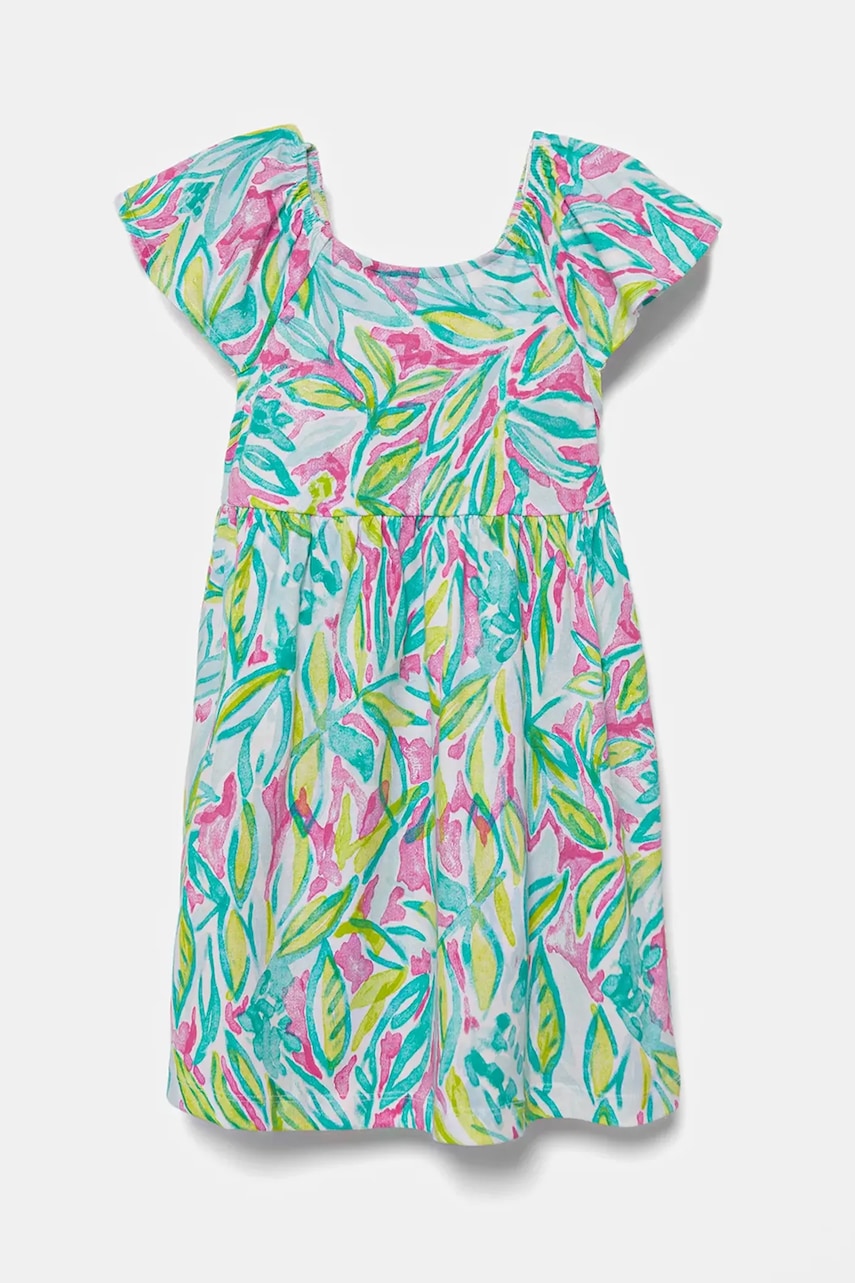 Dětské bavlněné šaty United Colors of Benetton zelená barva, mini, 34VAGV010