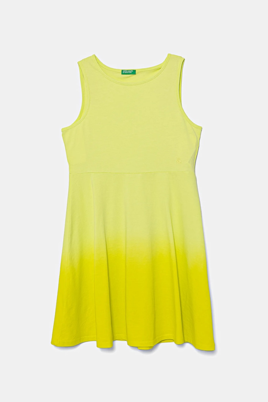 Dětské bavlněné šaty United Colors of Benetton zelená barva, mini, 3NPDCV011