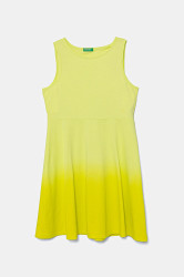 Dětské bavlněné šaty United Colors of Benetton zelená barva, mini, 3NPDCV011