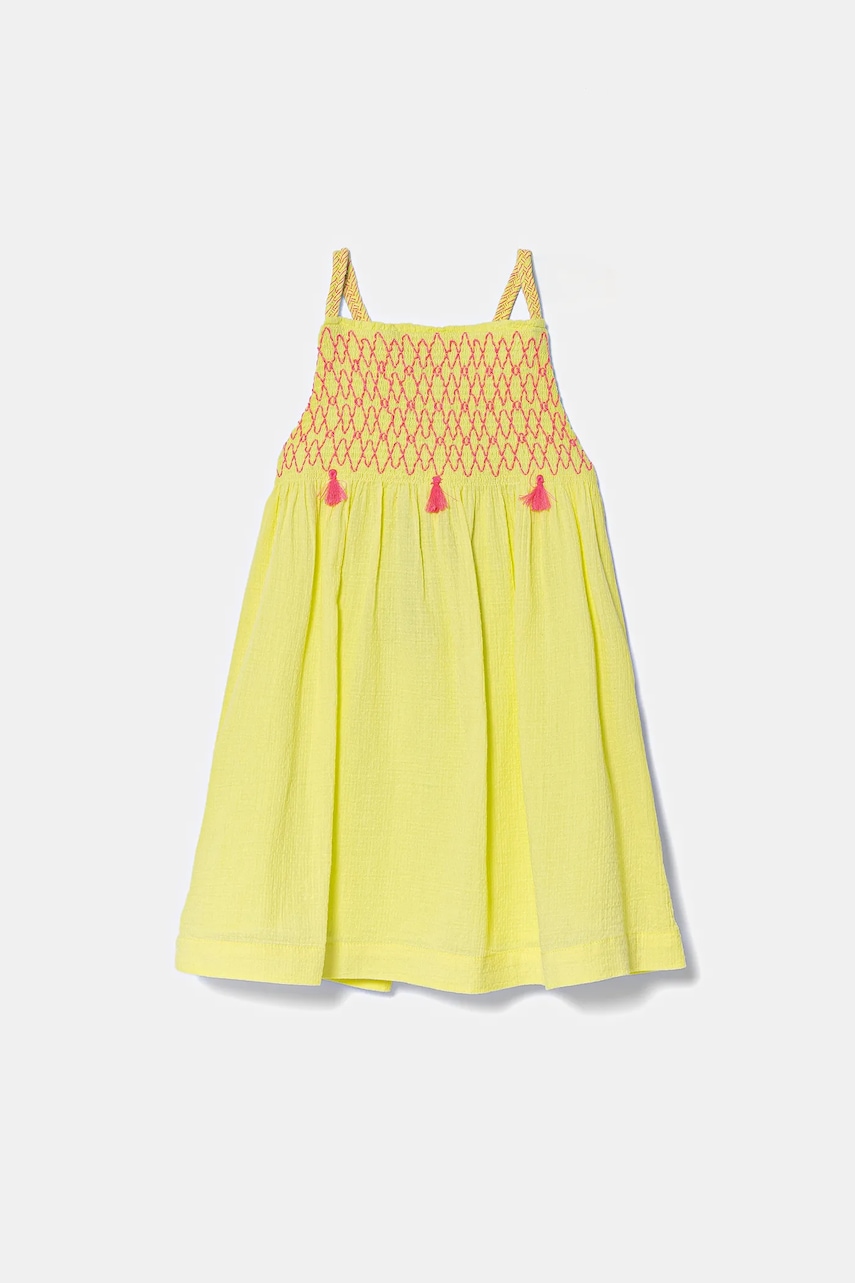 Dětské bavlněné šaty United Colors of Benetton žlutá barva, mini, 4M6BGV02G