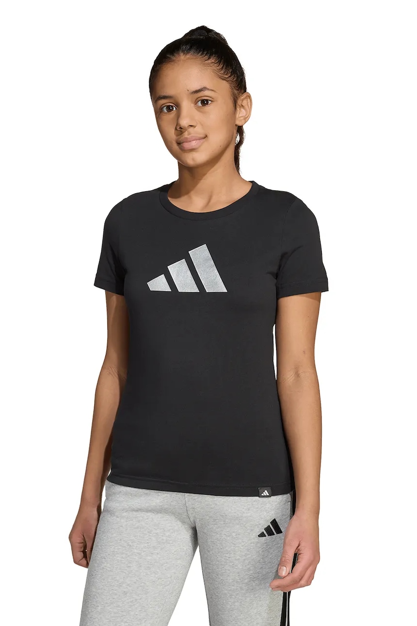 Dětské bavlněné tričko adidas černá barva, JV5262