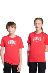 Dětské bavlněné tričko adidas červená barva, s potiskem, JV5194