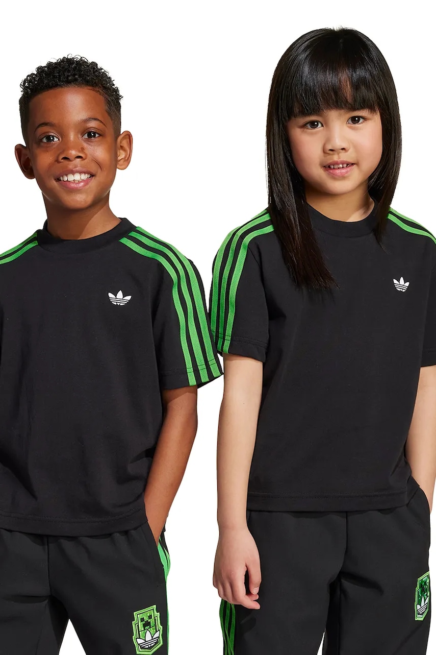 Dětské bavlněné tričko adidas Originals černá barva, s aplikací, JW5330