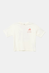 Dětské bavlněné tričko adidas Performance MERCEDES béžová barva, s potiskem, JX6280