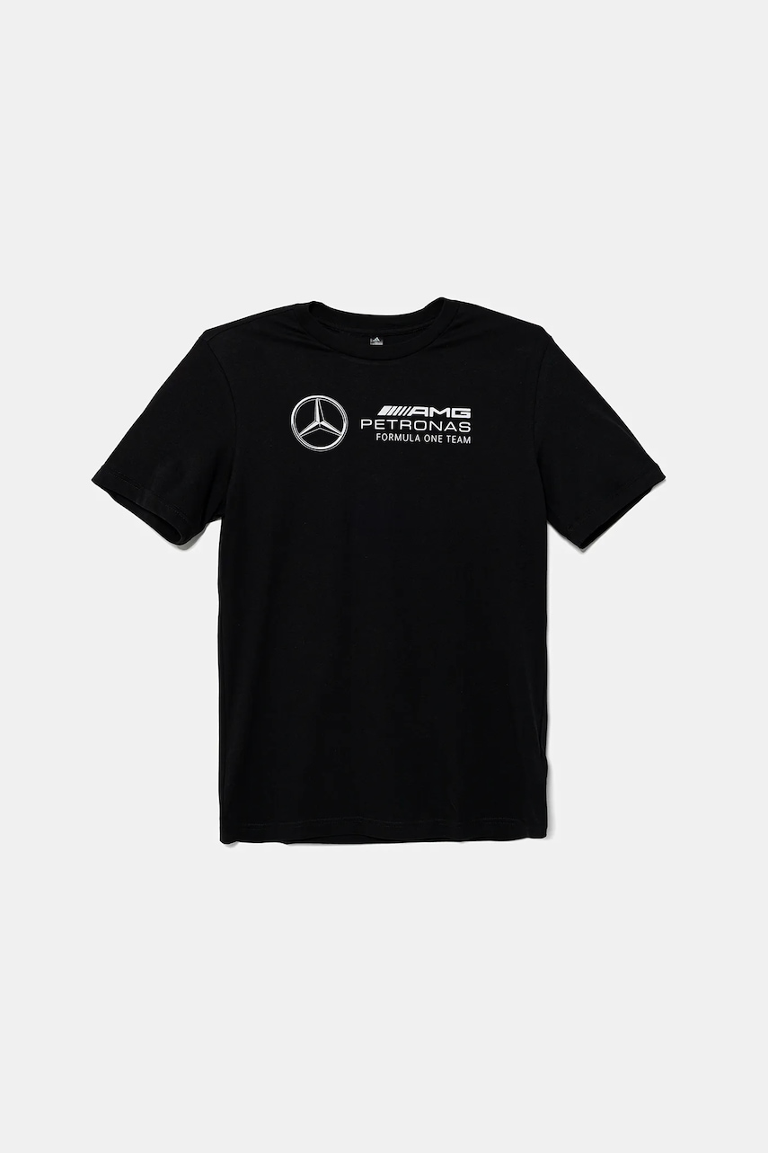 Dětské bavlněné tričko adidas Performance MERCEDES černá barva, s potiskem, JZ0901
