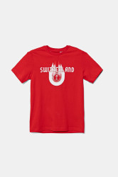Dětské bavlněné tričko adidas Performance SWITZERLAND červená barva, s potiskem, JZ9002