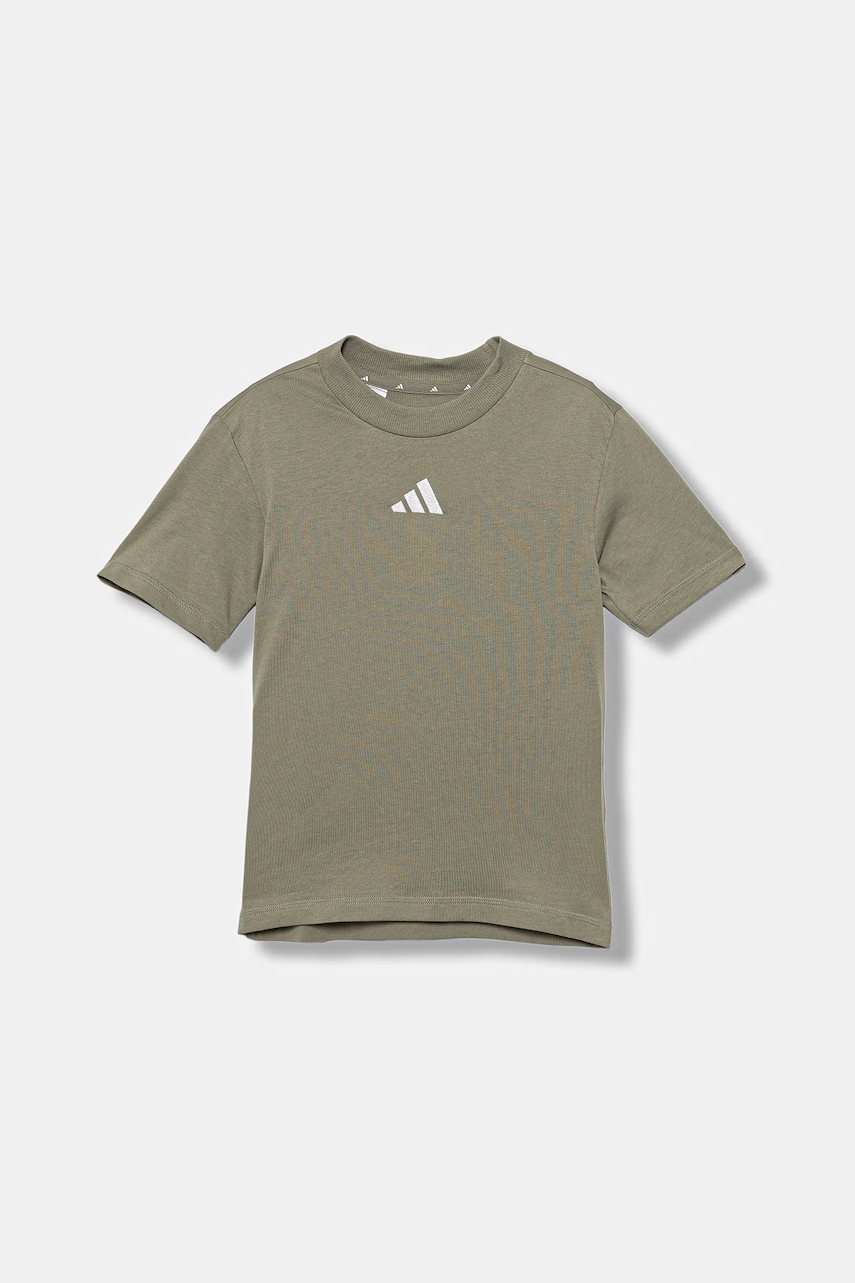 Dětské bavlněné tričko adidas zelená barva, JW3492