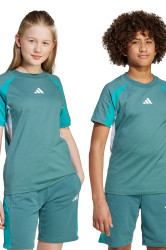 Dětské bavlněné tričko adidas zelená barva, JW4966