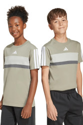 Dětské bavlněné tričko adidas zelená barva, s potiskem, JN2246